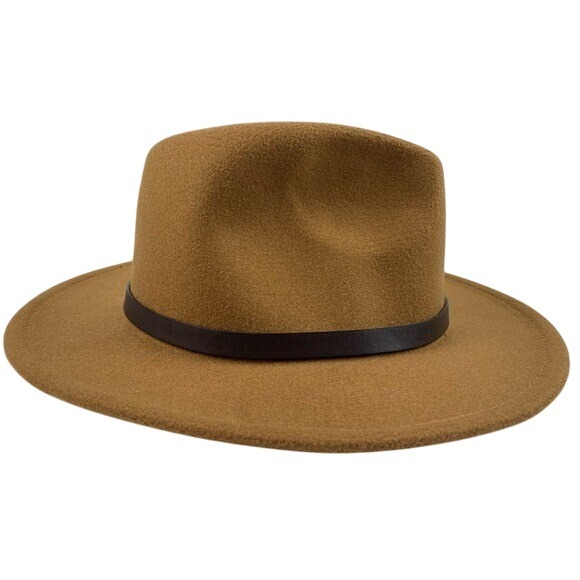 Fedora Hat Burned Sunflower Design Tan Wide-Brimmed Poly/Wool Blend‎ One Size - Picture 2 of 11